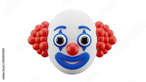 3D Clown Face Emoji on transparent background