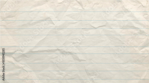 Crumpled and wrinkled old lined paper texture with horizontal blue lines on a beige background, showing a vintage feel.