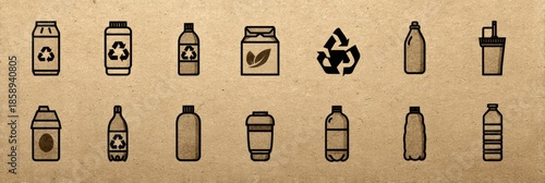 Recycling Symbols on Packaging in Various Forms and Designs for Eco-Friendly Awareness