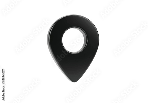 Sleek 3d black location pin icon or map marker for navigation and pinpointing places