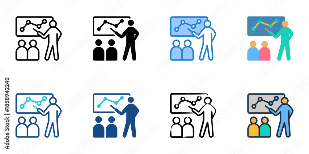 Fototapeta premium Training icons set multiple style collection. Editable stroke 
