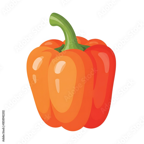 An illustration of a bright orange bell pepper, a versatile and healthy vegetable, perfect for culinary creations