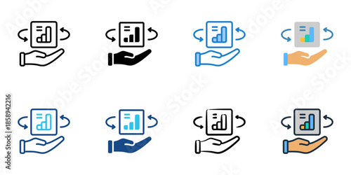 Presentation icons set multiple style collection. Editable stroke 
