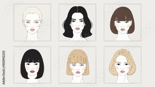 Diverse Women Portraits - A Study in Hair Styles and Expressions.