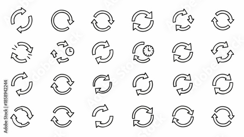 Set of Circular Arrow Icons for Refresh and Reload.