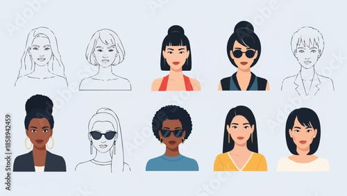 Diverse Women Portraits - A Collection of Unique Female Faces.