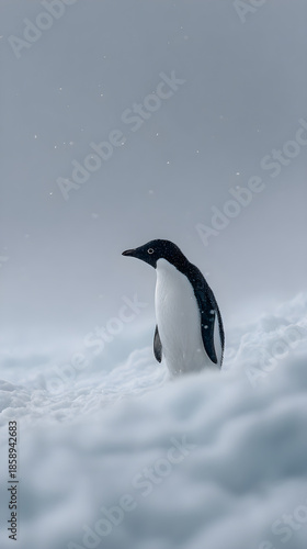 Wild Penguin in Natural Antarctic Habitat
