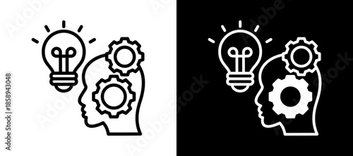 Critical Thinking whiteblack icon