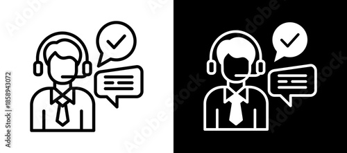 Customer Service Skills whiteblack icon