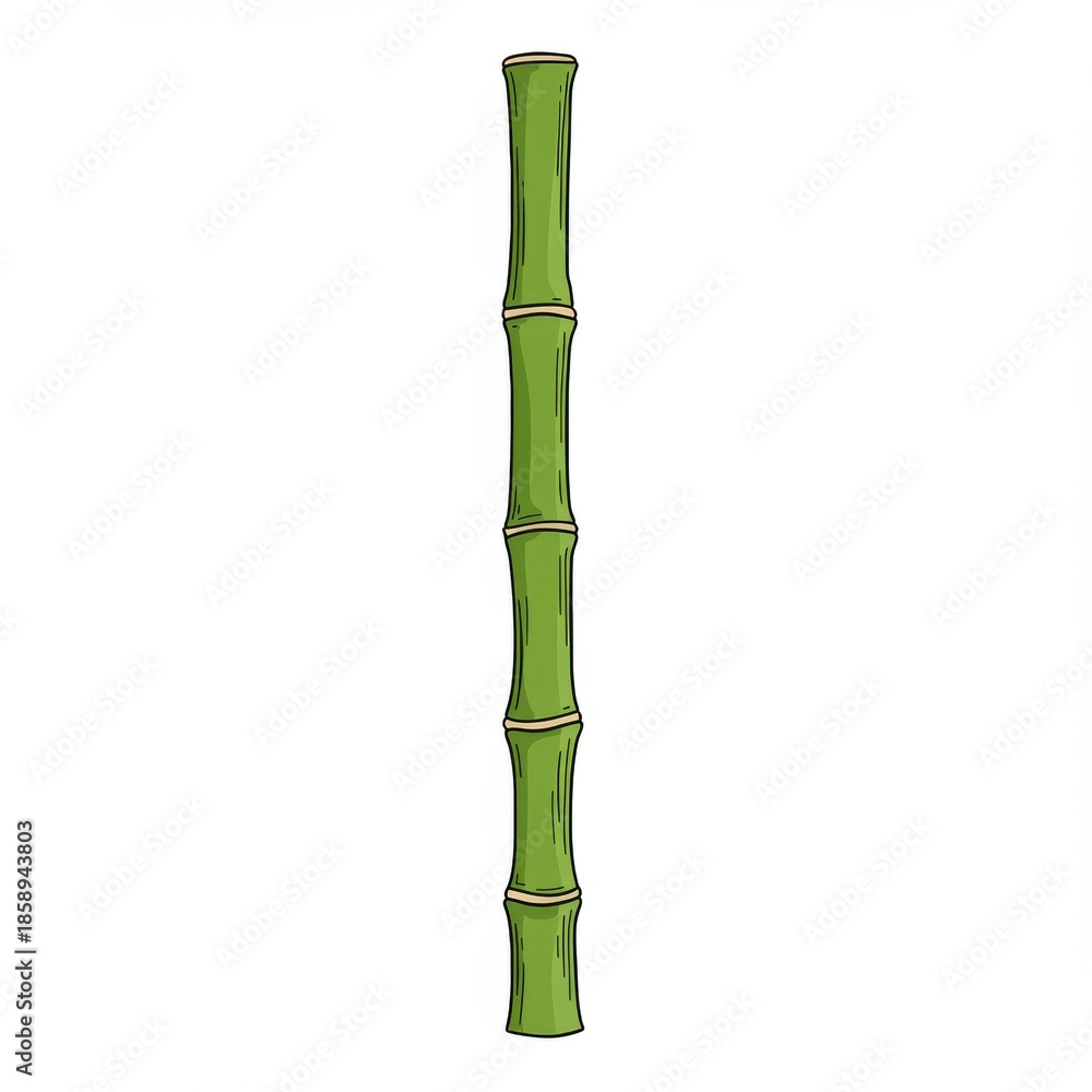 Fototapeta premium Single Green Bamboo Stalk Illustration on White Background Perfect for Graphic Projects