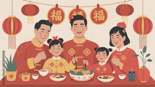 A warm family dinner during the Lunar New Year.