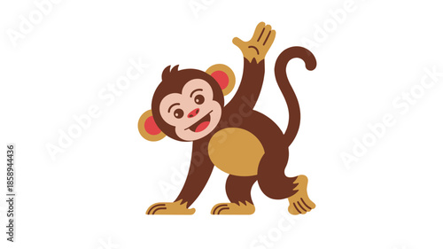 A cheerful monkey playfully waving its hand.