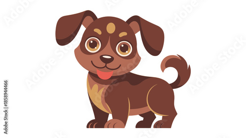 Cute brown puppy illustration with joyful expression.
