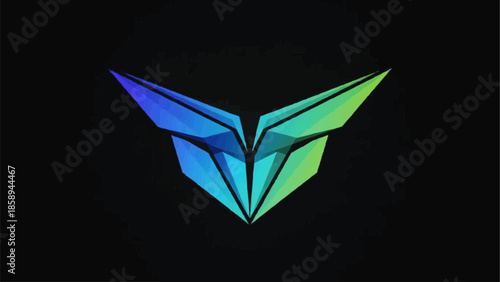 Abstract Geometric Logo Design with Gradient Colors on Black Background.