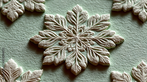 Close-up of an intricately designed snowflake-shaped decoration.