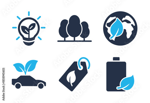 Ecology and Eco-Friendly Transportation icon set. Solid glyph series icons