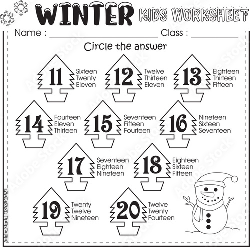 Winter kids worksheet : Circle the answer 