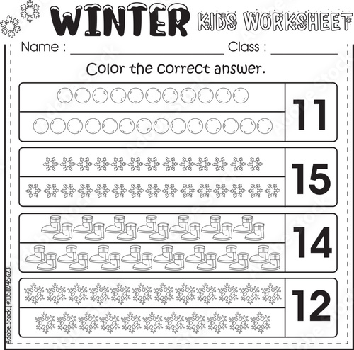 Winter kids worksheet : Color the correct answers.