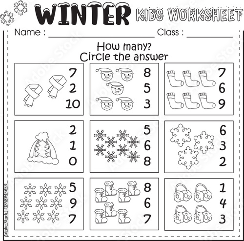 Winter kids worksheet : Circle the answers