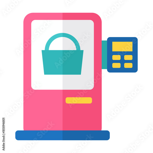 Self Checkout Flat Colored Icon for Automated Payment