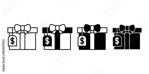 Gift Box Black Icon Bundle for Reward and Present