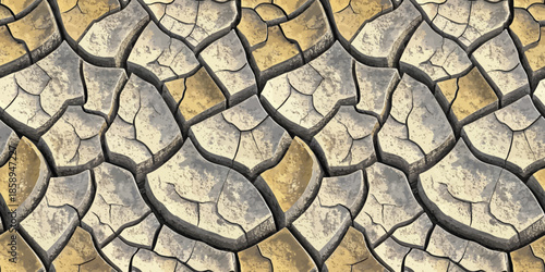 Dried cracked earth pattern showing earthy tones and textures, symbolizing drought and arid conditions.