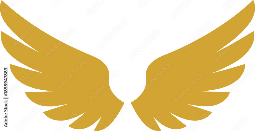 Obraz premium Golden Simple Flat Wings of Freedom Symbolic Icon Design Element