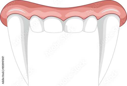 Cartoon Style Vampire Fang Teeth Mouth Illustration Spooky Halloween Design