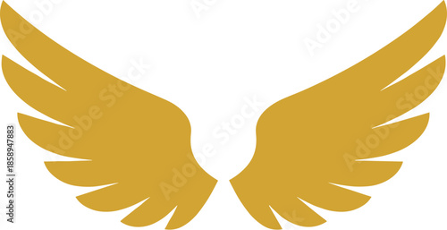 Golden Simple Flat Wings of Freedom Symbolic Icon Design Element