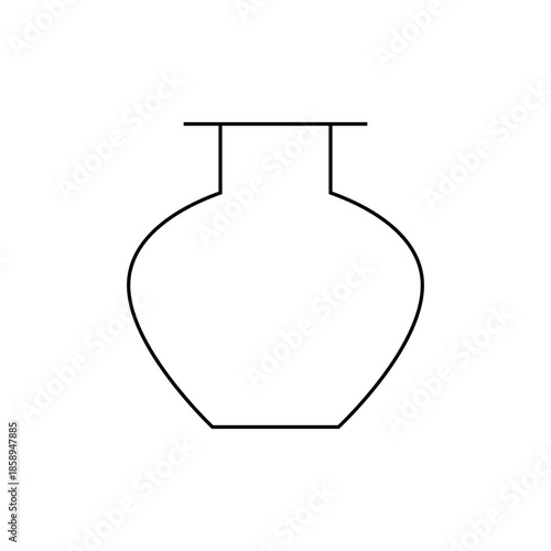 A simple, elegant line art drawing of a classical ceramic vase, isolated on a white background, representing ancient pottery and decorative art.