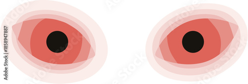 Minimalist Geometric Style Spooky Eyes Illustration Red and Black Color