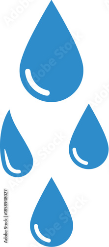 Simple Flat Design Blue Water Drop Icon Sign Shape Element