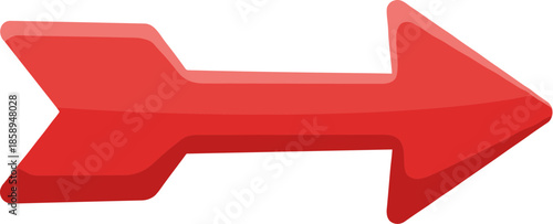 Isometric Glossy Red Arrow Direction Pointer Navigation Element