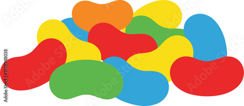 Simple Flat Design Colorful Jelly Bean Candy Pile Illustration Background