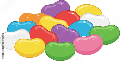 Colorful Pile of Jelly Beans Candy Treats Illustration for Confectionery Design