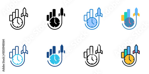 Efficiency icons set multiple style collection. Editable stroke 
