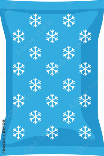 Flat Style Blue Ice Pack with Snowflake Pattern Healthcare Illustration