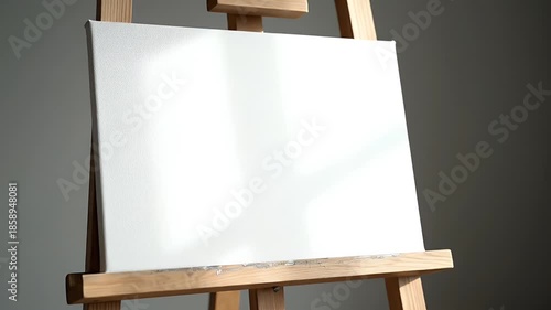 Blank Canvas on a Wooden Easel Ready for Artistic Creation.