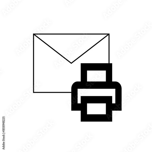 Email message icon superimposed with a printer icon, symbolizing printing digital communication or correspondence from an inbox.