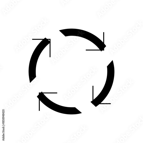 Circular Arrows Diagram Illustrating a Process Flow or Cycle in a Simple, Modern, Minimalist Black and White Design