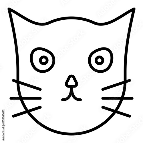 Head kitten emoticon. Outline icon style