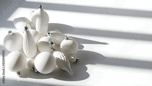 Minimal White Christmas Ornament Shadow Play