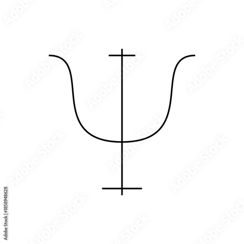 The Psi Symbol, a Classic Greek Letter Representing Psychology and the Mind, Embodied in a Simple, Elegant Line Art Graphic.