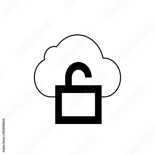 Cloud Computing Icon Symbolizing Unlocked Security for Data Access and Digital Freedom in Technology