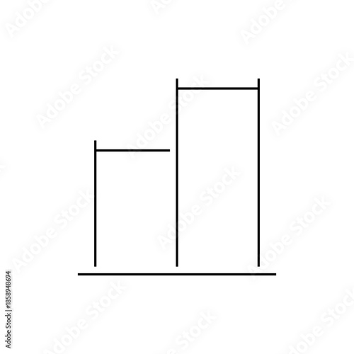Abstract representation of a pull-up bar structure with varying heights on a clean white background, symbolizing fitness and progress.