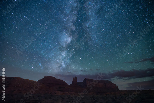 Milky Way over iconic red rock landscape of Monument Valley Arizona, Utah
