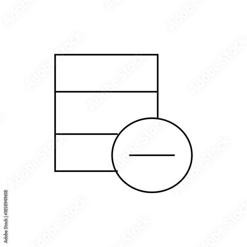 A minimalist vector graphic illustration of a list or menu with a cancel or delete symbol