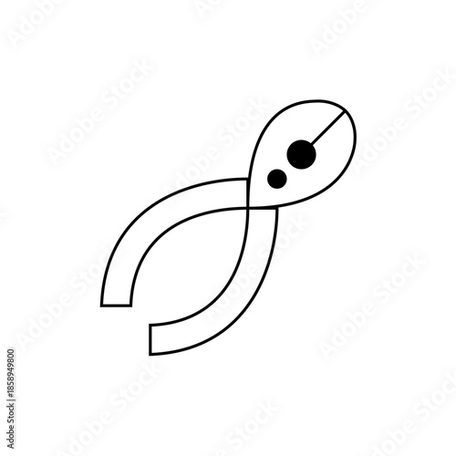 Simple Outline Illustration of Diagonal Cutters Pliers Tool for DIY Projects and Crafting, Isolated on White Background