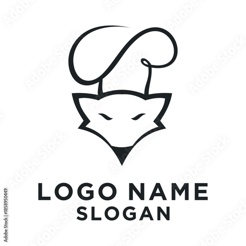 black fox head vector logo wearing a chef's hat