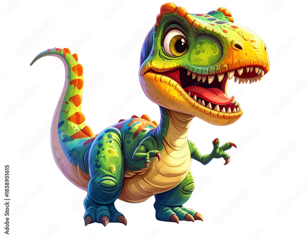 Fototapeta premium Cartoon T-Rex Character with Expressive Face